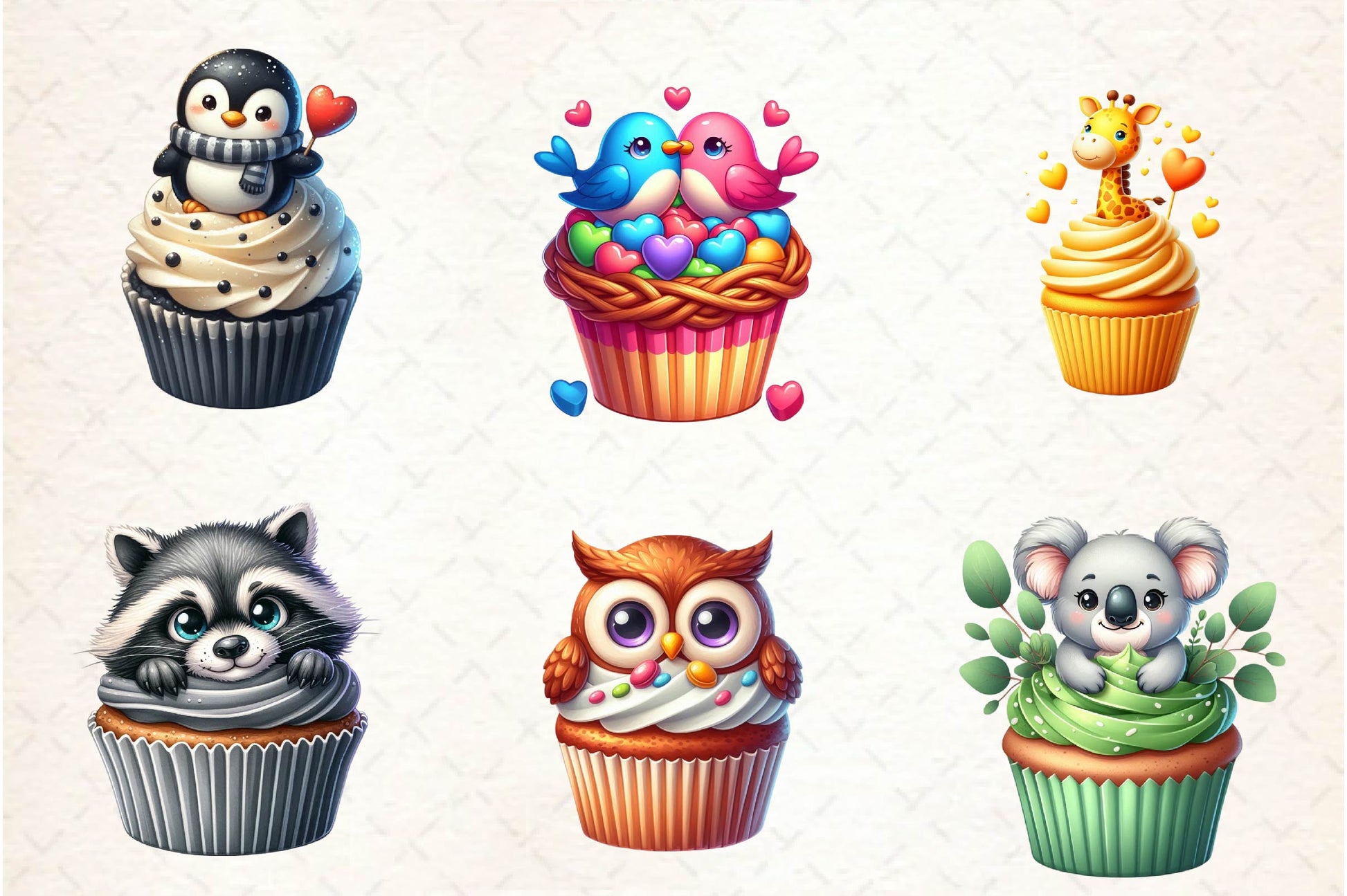 Cute Valentine Animal Cupcake Clipart Bundle - CraftNest - Digital Crafting and Art