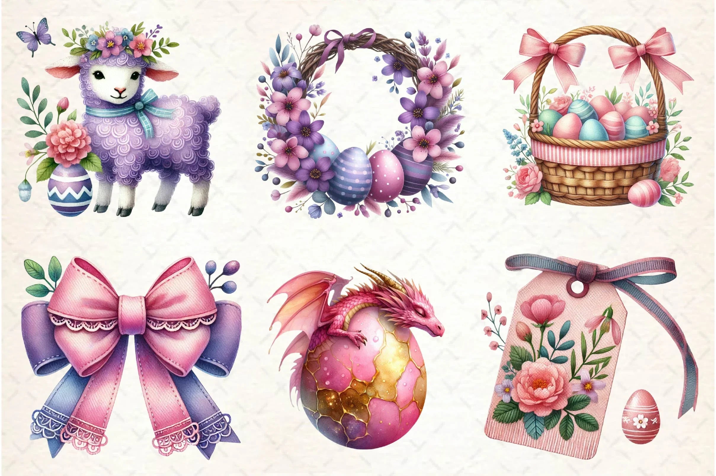 Pink And Purple Easter Clipart Bundle - CraftNest - Digital Crafting and Art