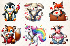 Valentines Zipper Animals Clipart Bundle - CraftNest - Digital Crafting and Art