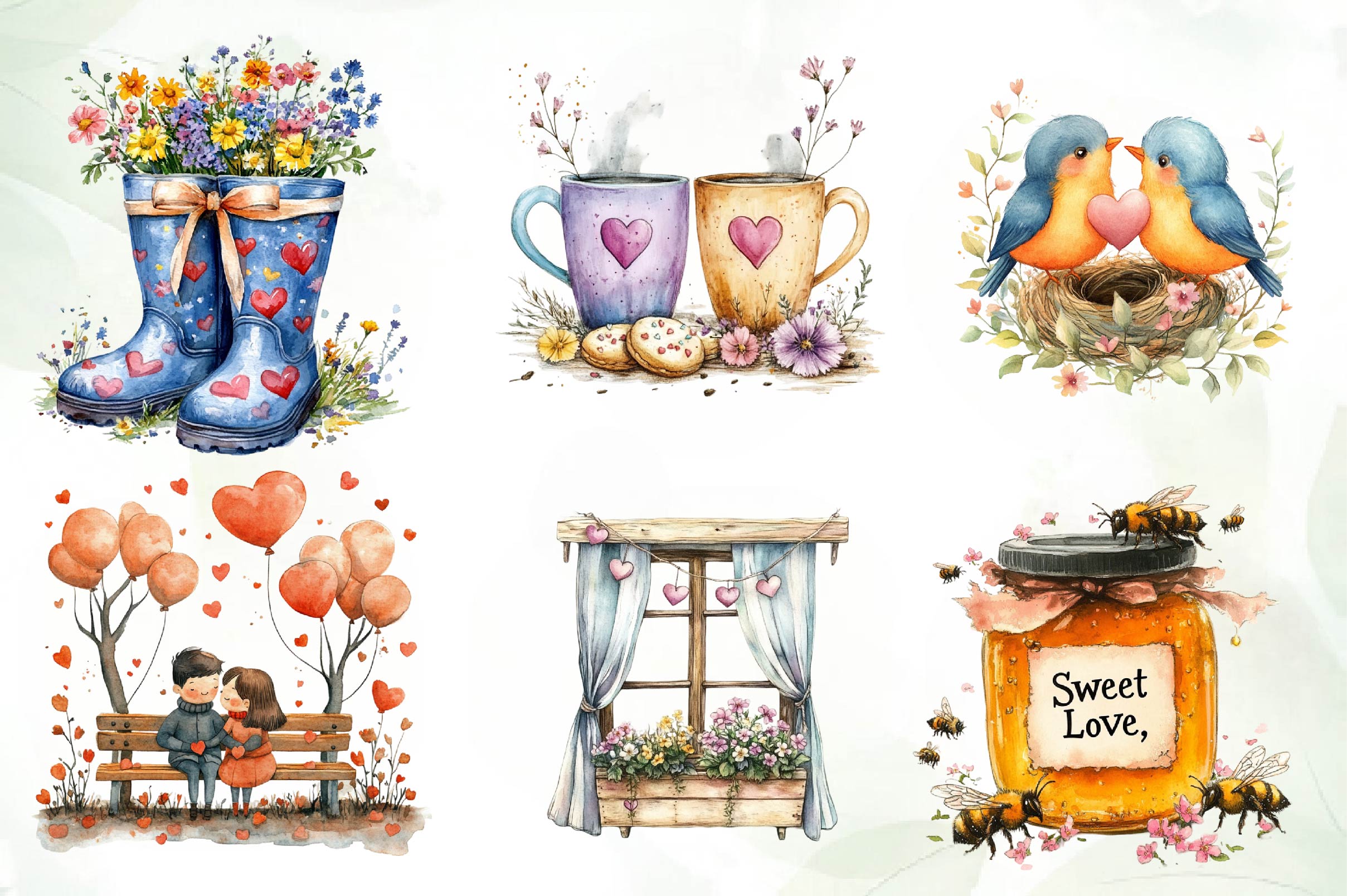 Cozy Romantic Spring Clipart Bundle - CraftNest - Digital Crafting and Art