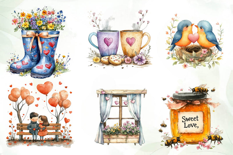 Cozy Romantic Spring Clipart Bundle - CraftNest - Digital Crafting and Art