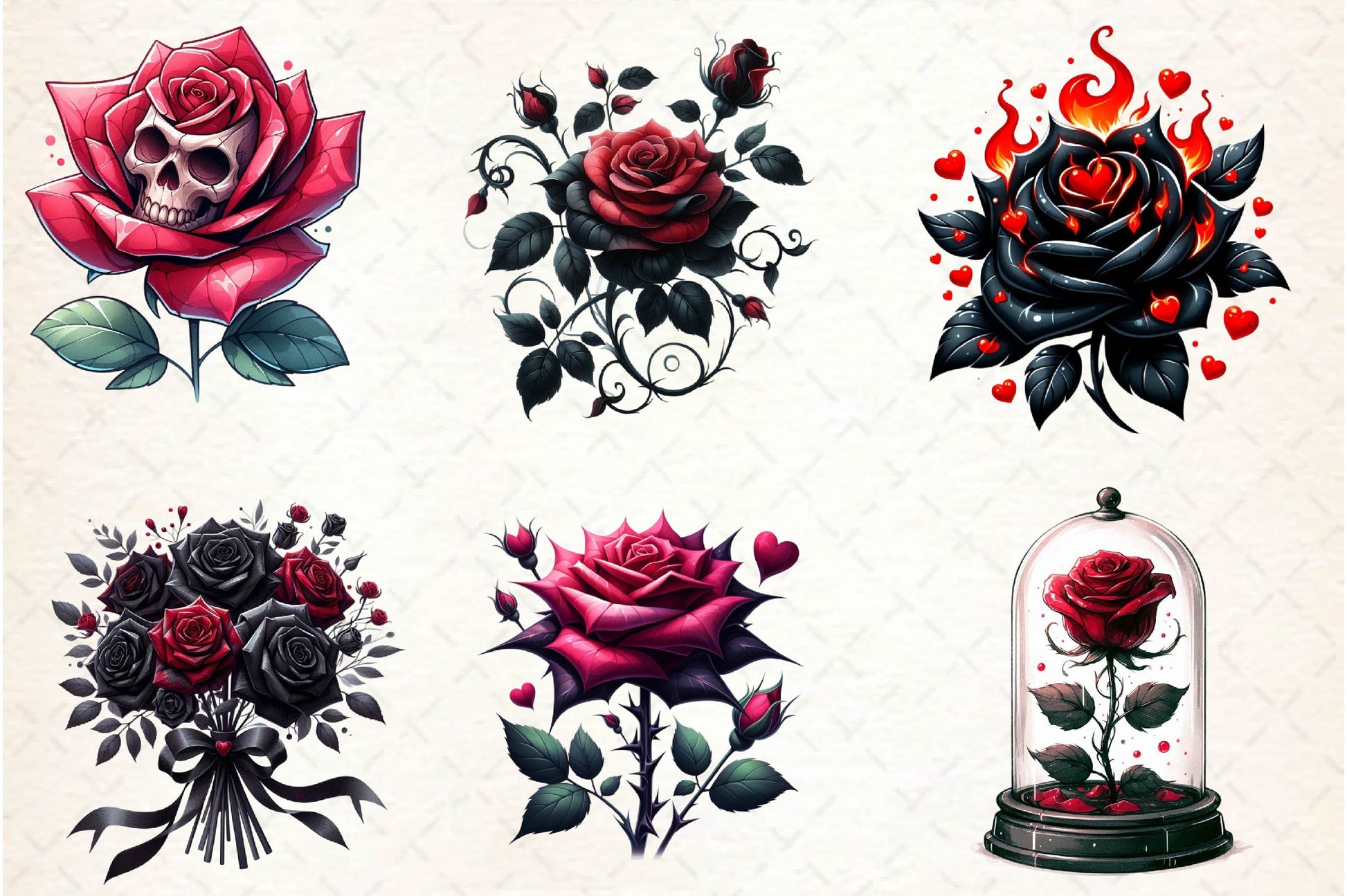 Valentine Gothic Roses Clipart Bundle - CraftNest - Digital Crafting and Art