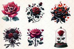 Valentine Gothic Roses Clipart Bundle - CraftNest - Digital Crafting and Art