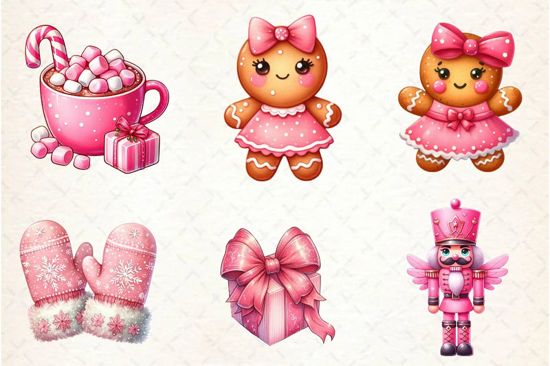 Cute Girly Christmas Clipart Bundle - CraftNest - Digital Crafting and Art
