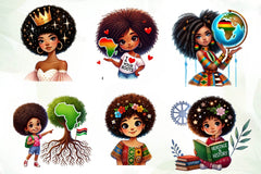 Black History Month Afro Girl Clipart Bundle - CraftNest - Digital Crafting and Art