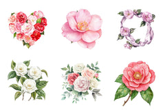 Camellia Flower Bloom Clipart Bundle - CraftNest - Digital Crafting and Art