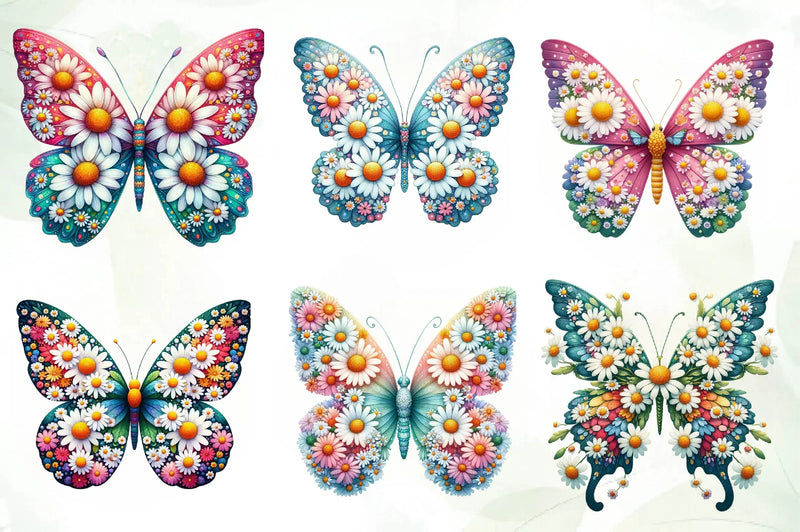 Daisy Butterfly Clip Art Clipart Bundle - CraftNest - Digital Crafting and Art