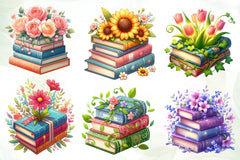 Spring Floral Book Stack Clipart Bundle - CraftNest - Digital Crafting and Art
