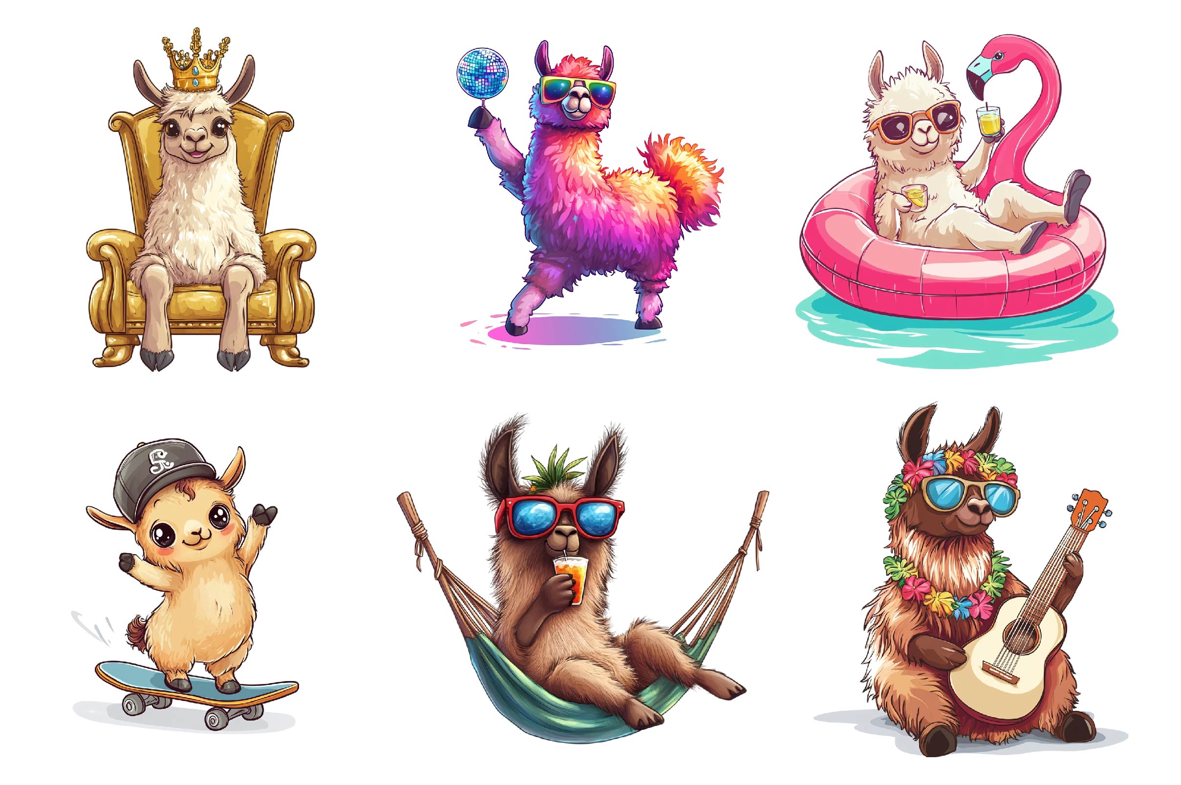 Quirky Funny Llama Clipart Bundle - CraftNest - Digital Crafting and Art