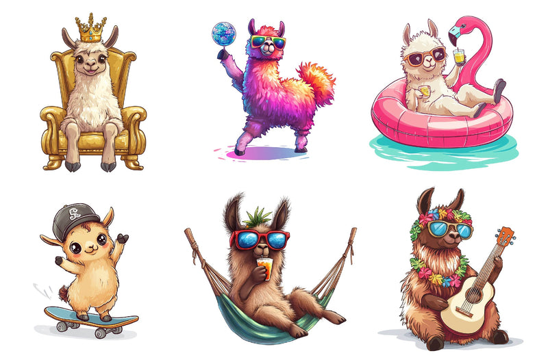 Quirky Funny Llama Clipart Bundle - CraftNest - Digital Crafting and Art