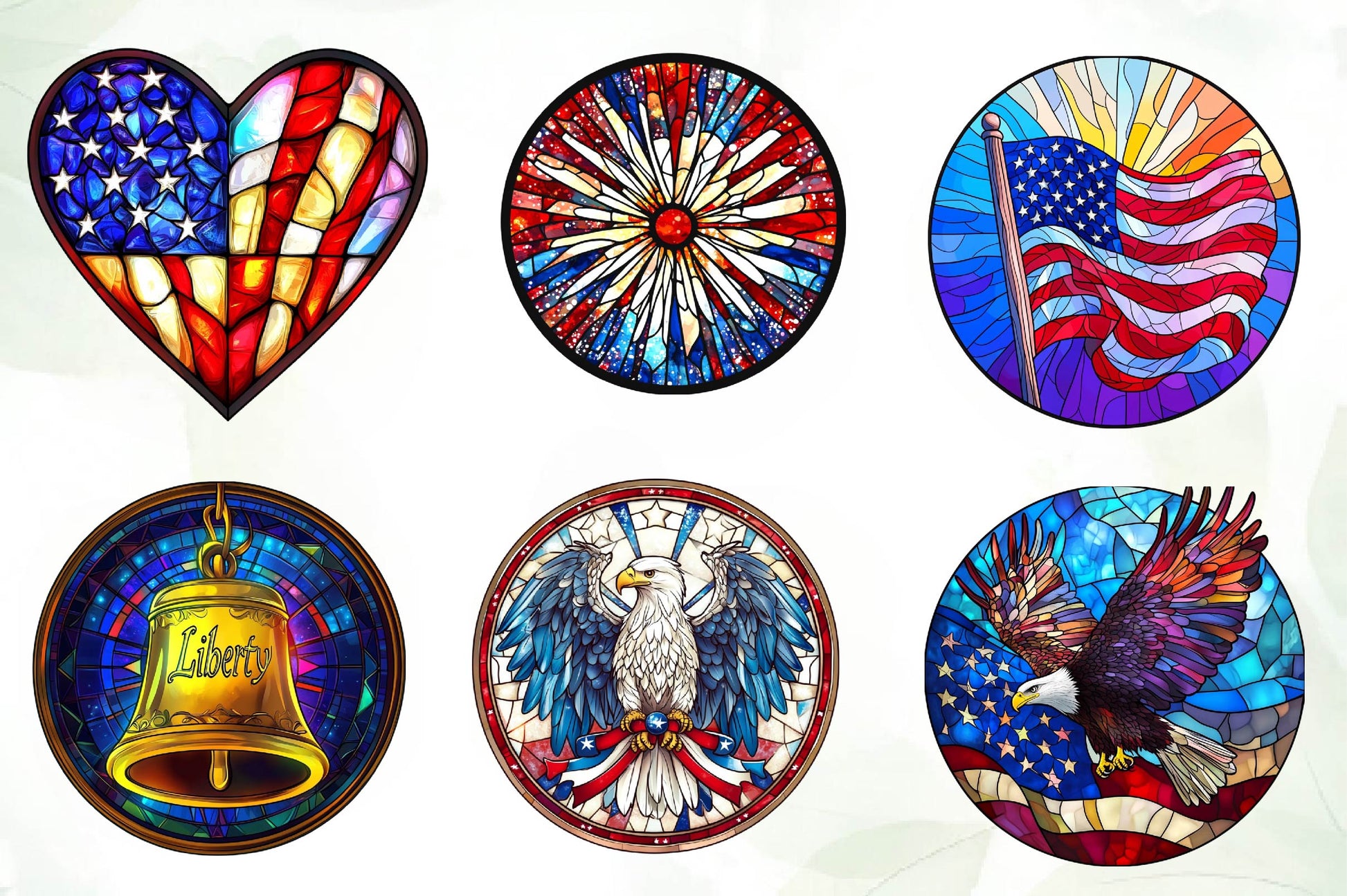 Round Stained Glass 4th Of July Clipart Bundle 2 - CraftNest - Digital Crafting and Art