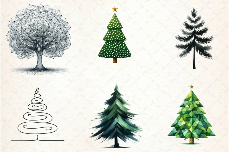 Minimalist Christmas Tree Clipart Bundle - CraftNest - Digital Crafting and Art
