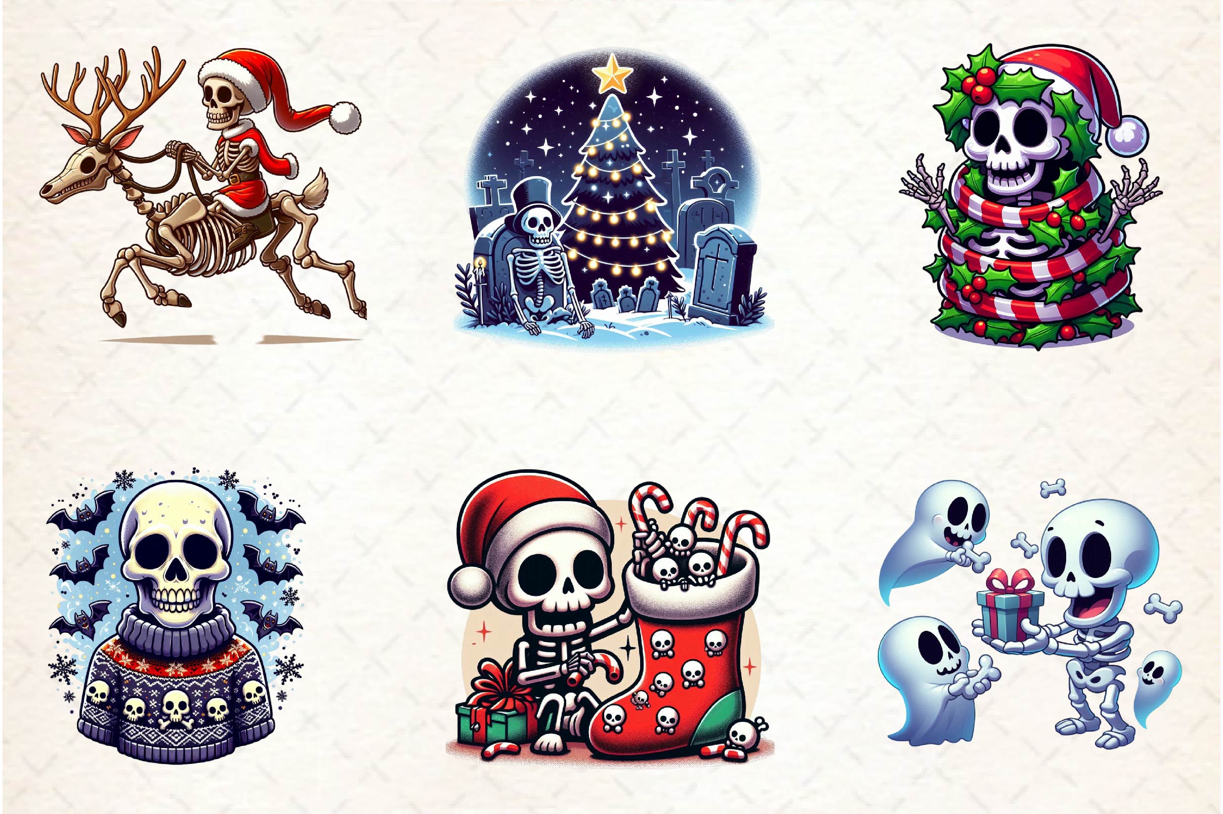 Funny Christmas Skeleton Clipart Bundle - CraftNest - Digital Crafting and Art