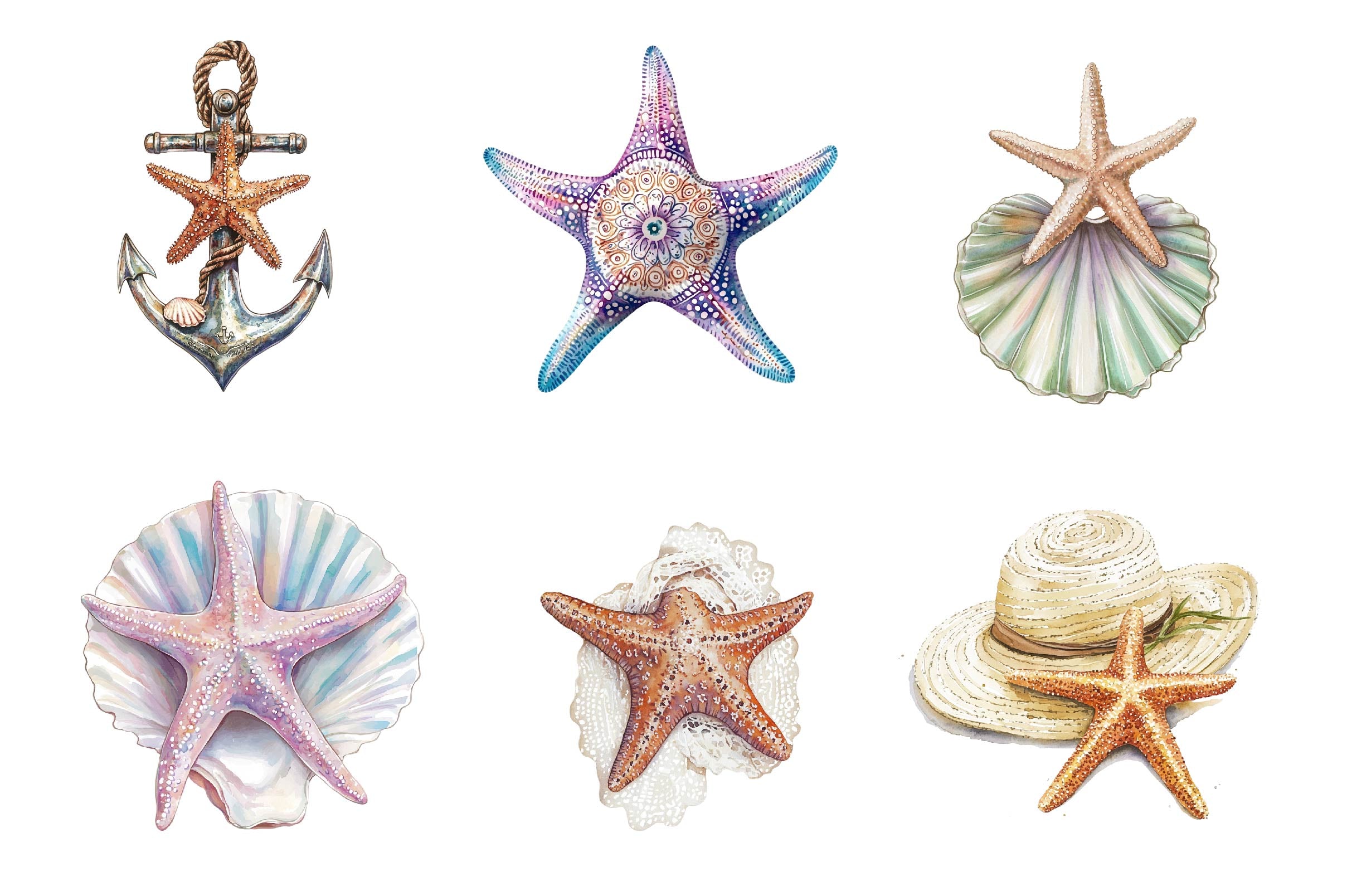 Summer Starfish Clipart Bundle - CraftNest - Digital Crafting and Art