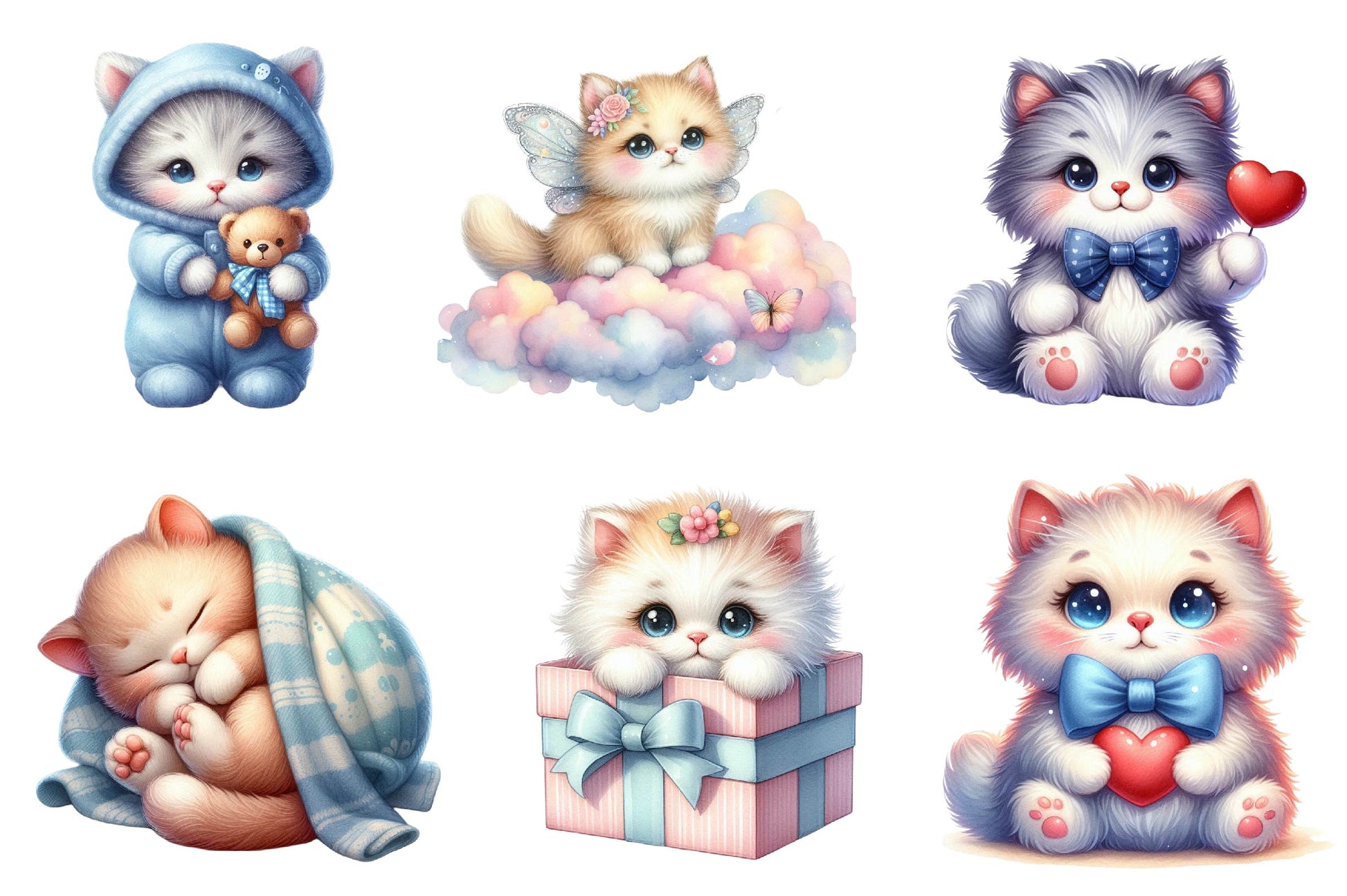 Cute Plush Toy Cat Clipart Bundle - CraftNest - Digital Crafting and Art