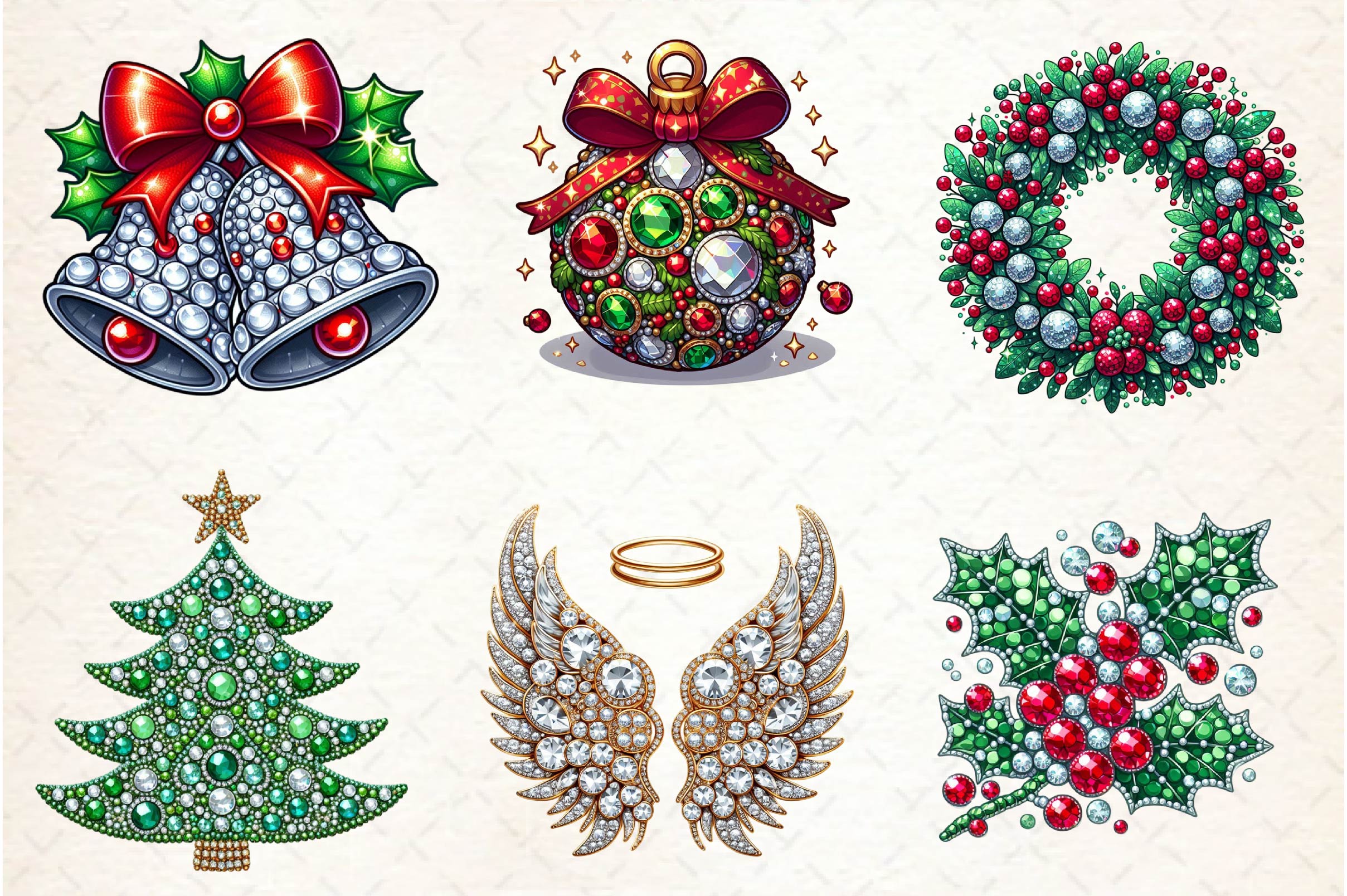 Rhinestone Christmas Clipart Bundle - CraftNest - Digital Crafting and Art
