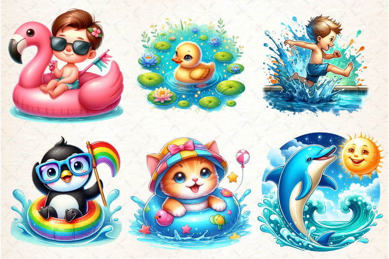 Summer Swimming Clipart Bundle - CraftNest - Digital Crafting and Art