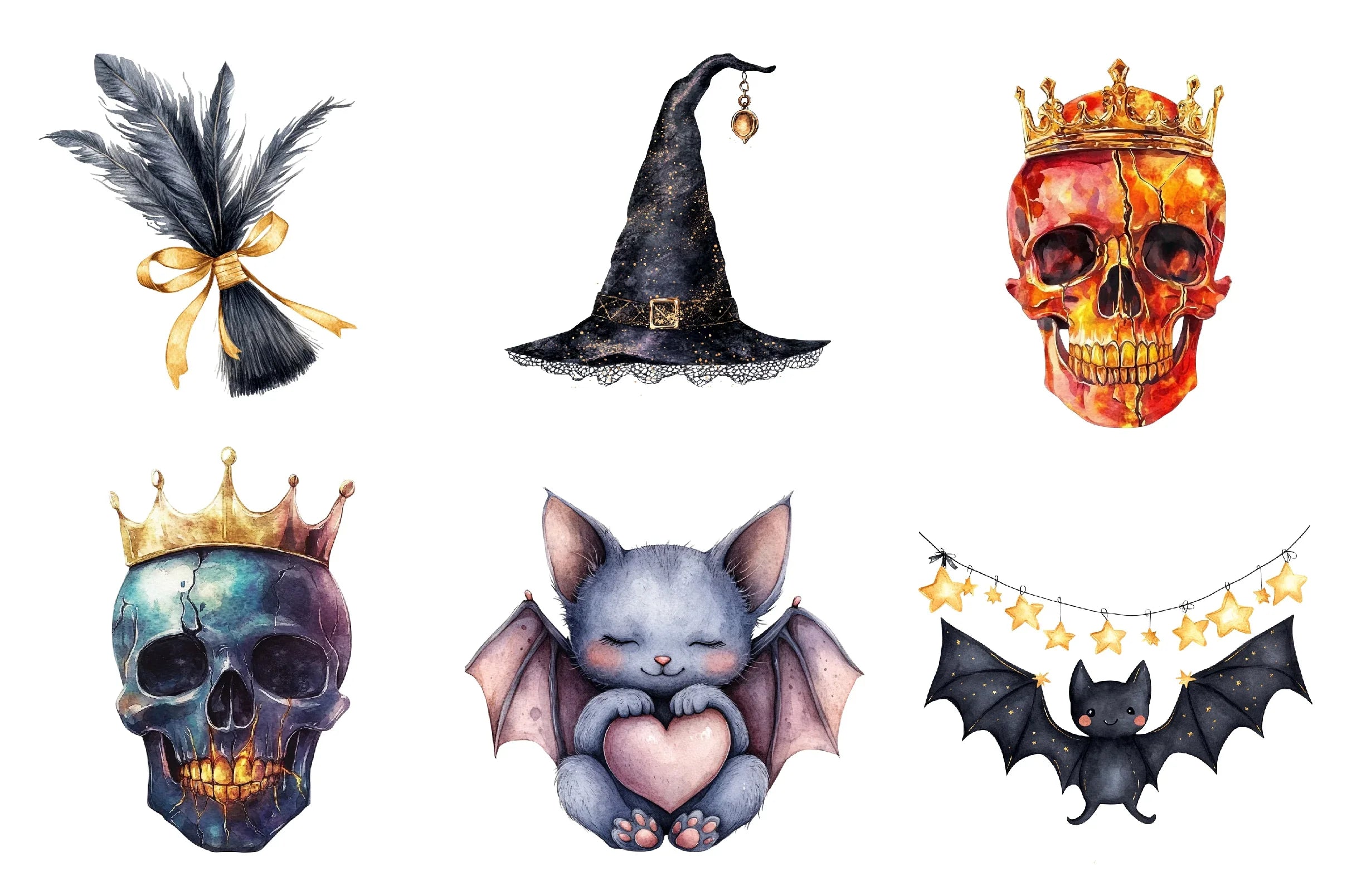 Creepy Black And Gold Halloween Clipart Bundle - CraftNest - Digital Crafting and Art