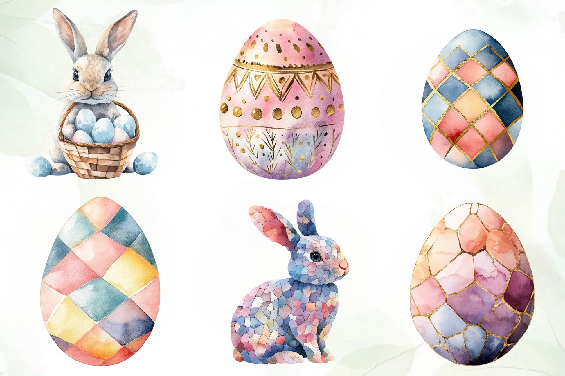 Mega Geometric Pastel Easter Clipart Bundle - CraftNest - Digital Crafting and Art