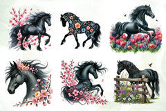 Spring Black Horse Clipart Bundle - CraftNest - Digital Crafting and Art