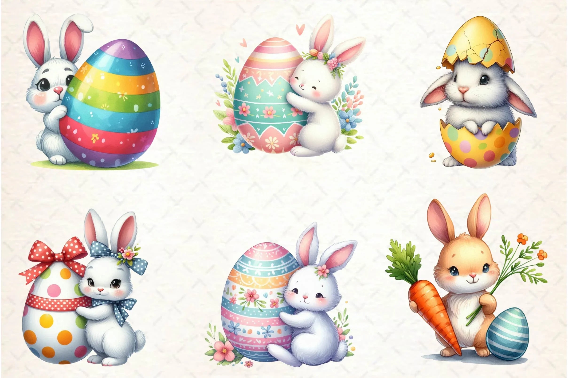 Easter Bunny With Egg Clipart Bundle - CraftNest - Digital Crafting and Art