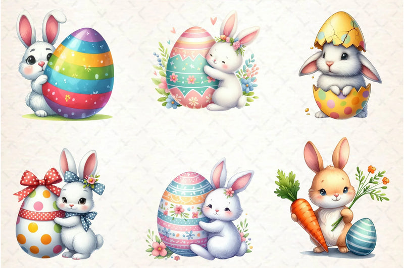 Easter Bunny With Egg Clipart Bundle - CraftNest - Digital Crafting and Art