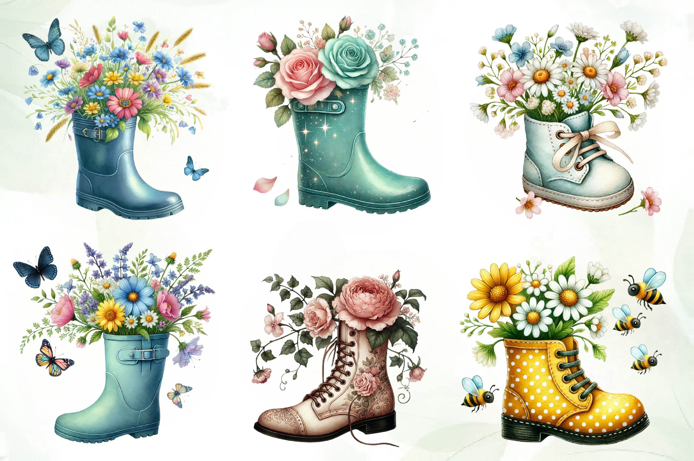 Boot With Spring Flowers Clipart Bundle - CraftNest - Digital Crafting and Art