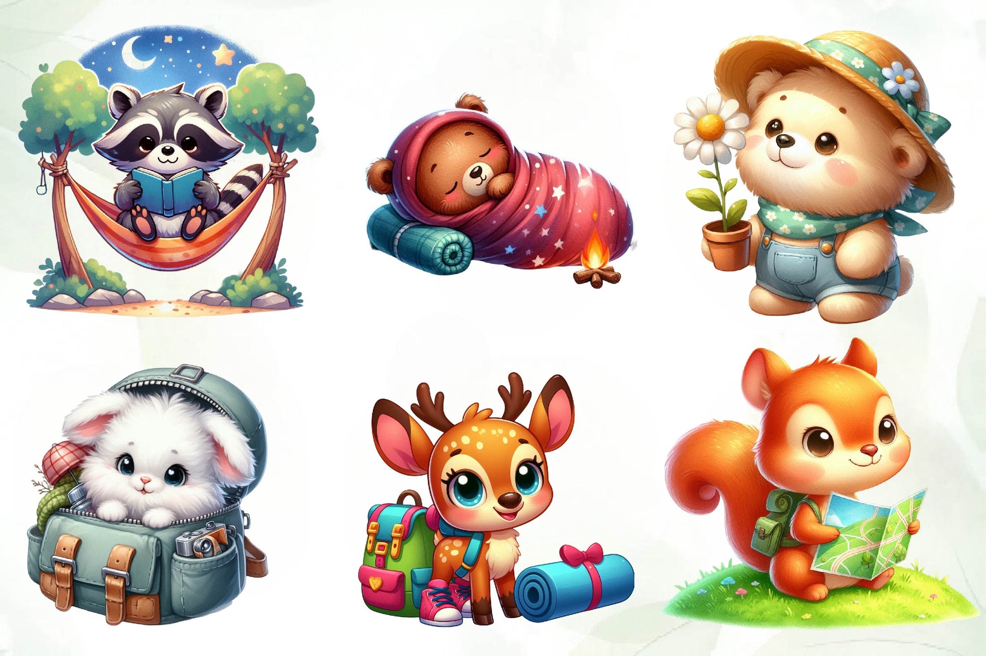 Cute Camping Water Color Clipart Bundle - CraftNest - Digital Crafting and Art