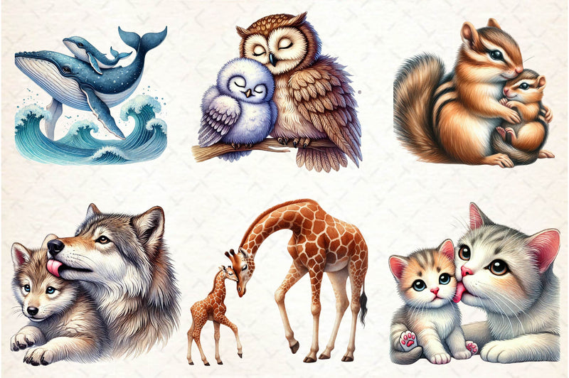 Mothers Day Animals Clipart Bundle - CraftNest - Digital Crafting and Art