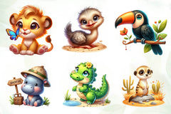 Cute Safari Animals Clipart Bundle - CraftNest - Digital Crafting and Art