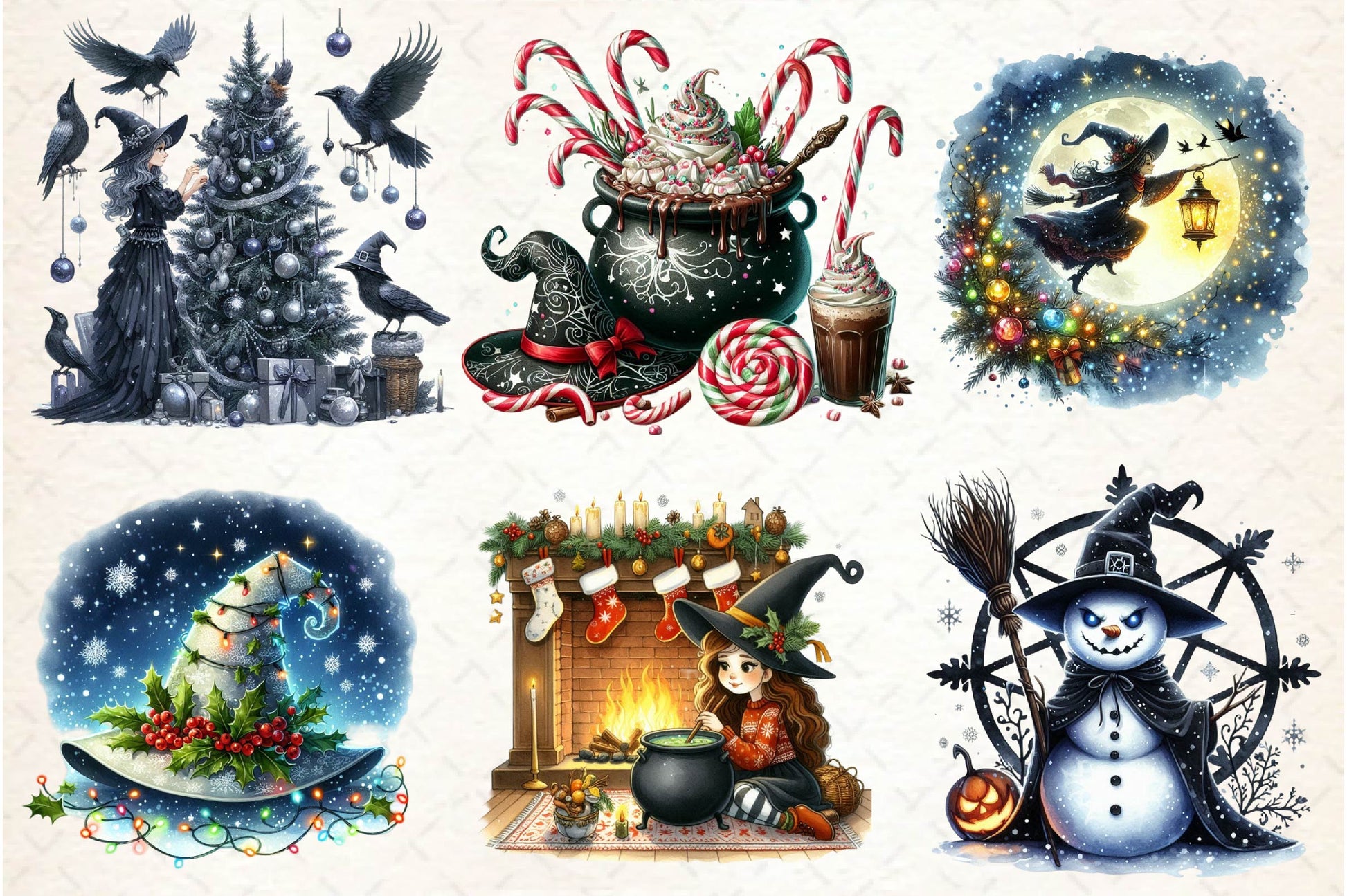 Christmas Witches Clipart Bundle - CraftNest - Digital Crafting and Art