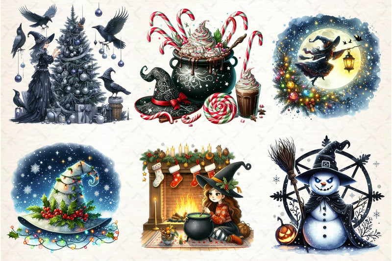Christmas Witches Clipart Bundle - CraftNest - Digital Crafting and Art