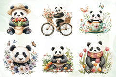 Cute Spring Panda Clipart Bundle - CraftNest - Digital Crafting and Art