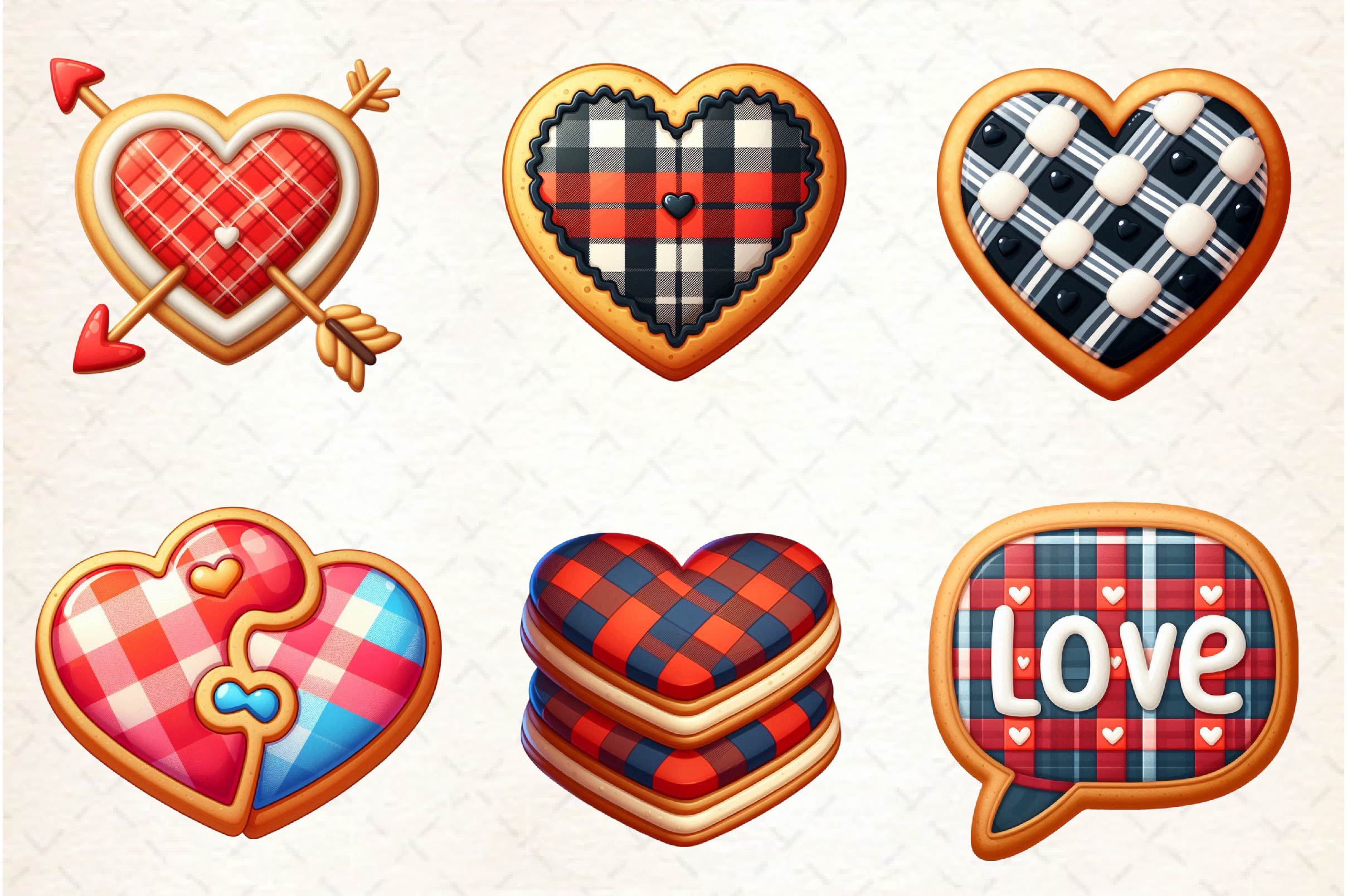 Cookies Plaid Valentine Clipart Bundle - CraftNest - Digital Crafting and Art