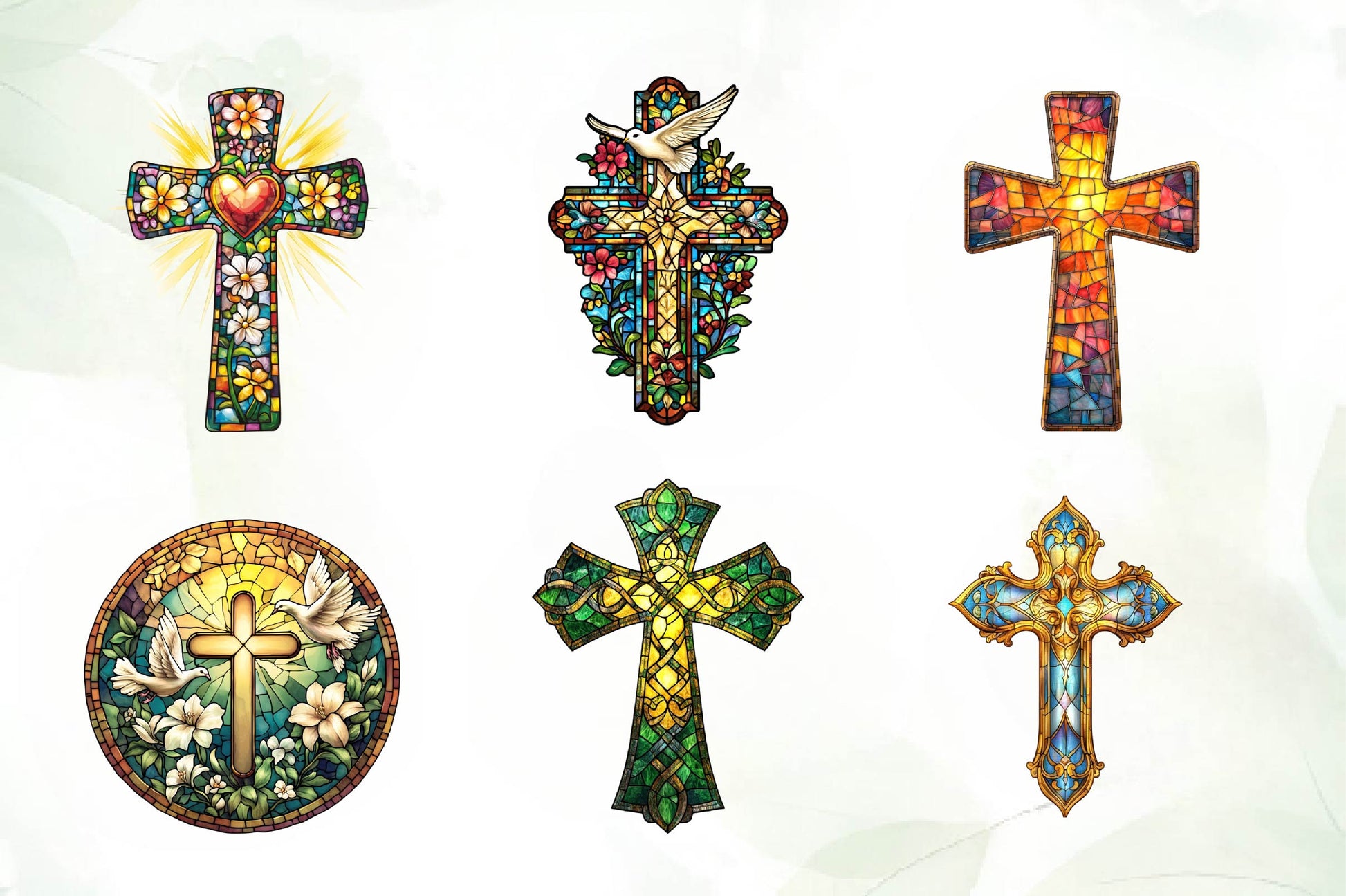 Stained Glass Easter Crosses Clipart Bundle - CraftNest - Digital Crafting and Art