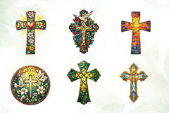 Stained Glass Easter Crosses Clipart Bundle - CraftNest - Digital Crafting and Art