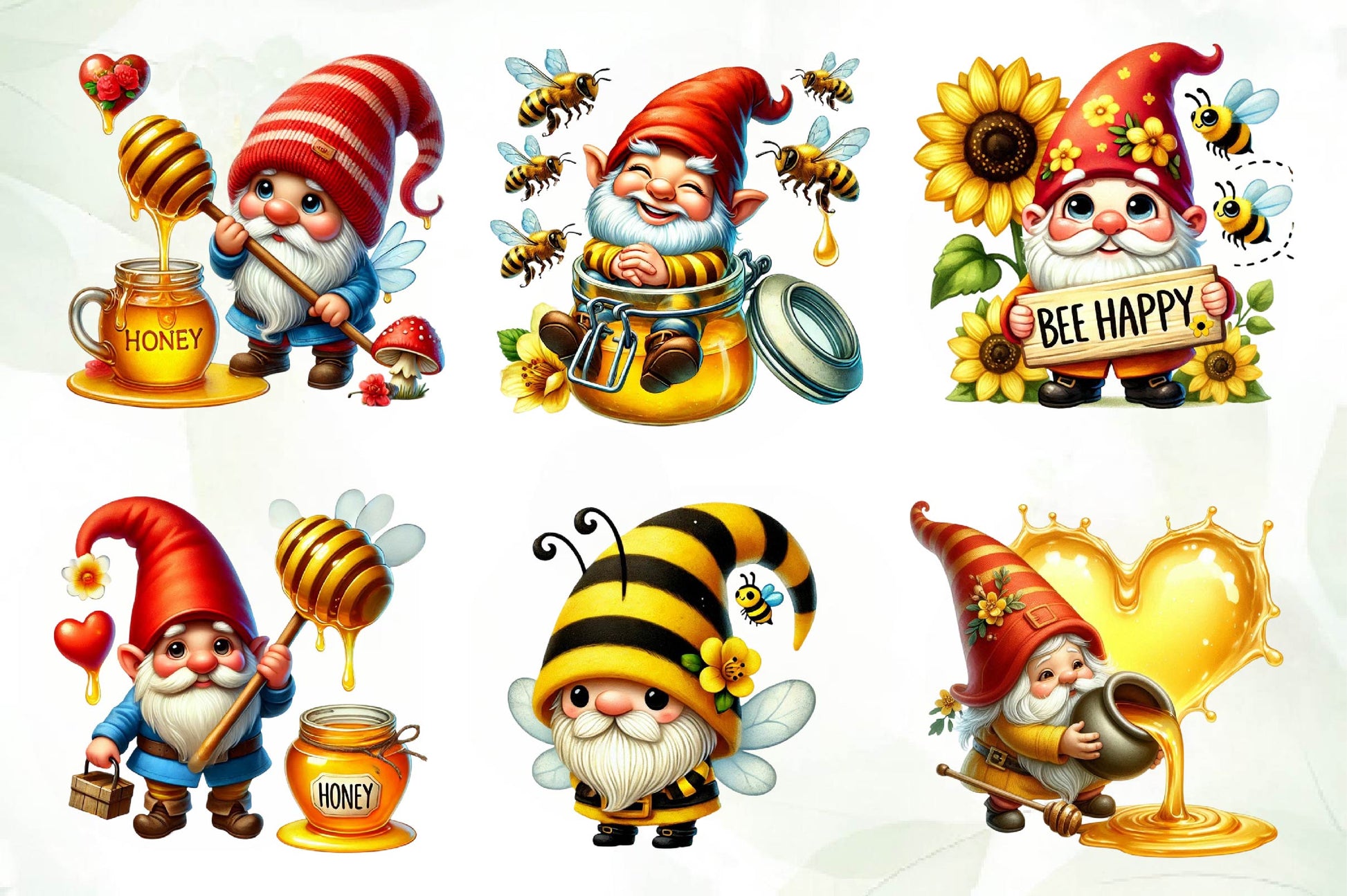 Honey Bee Gnome Clipart Bundle 1 - CraftNest - Digital Crafting and Art