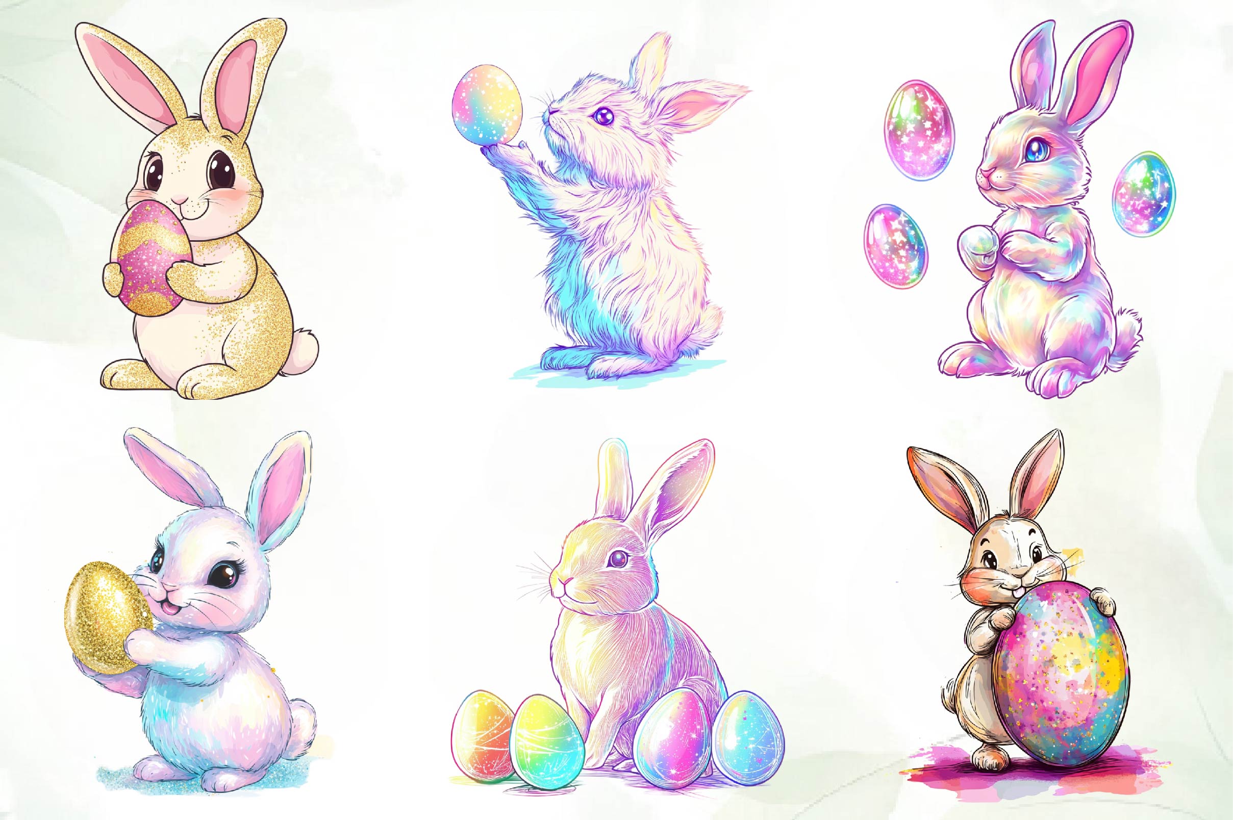 Glitter Bunny & Easter Egg Design Clipart Bundle - CraftNest - Digital Crafting and Art