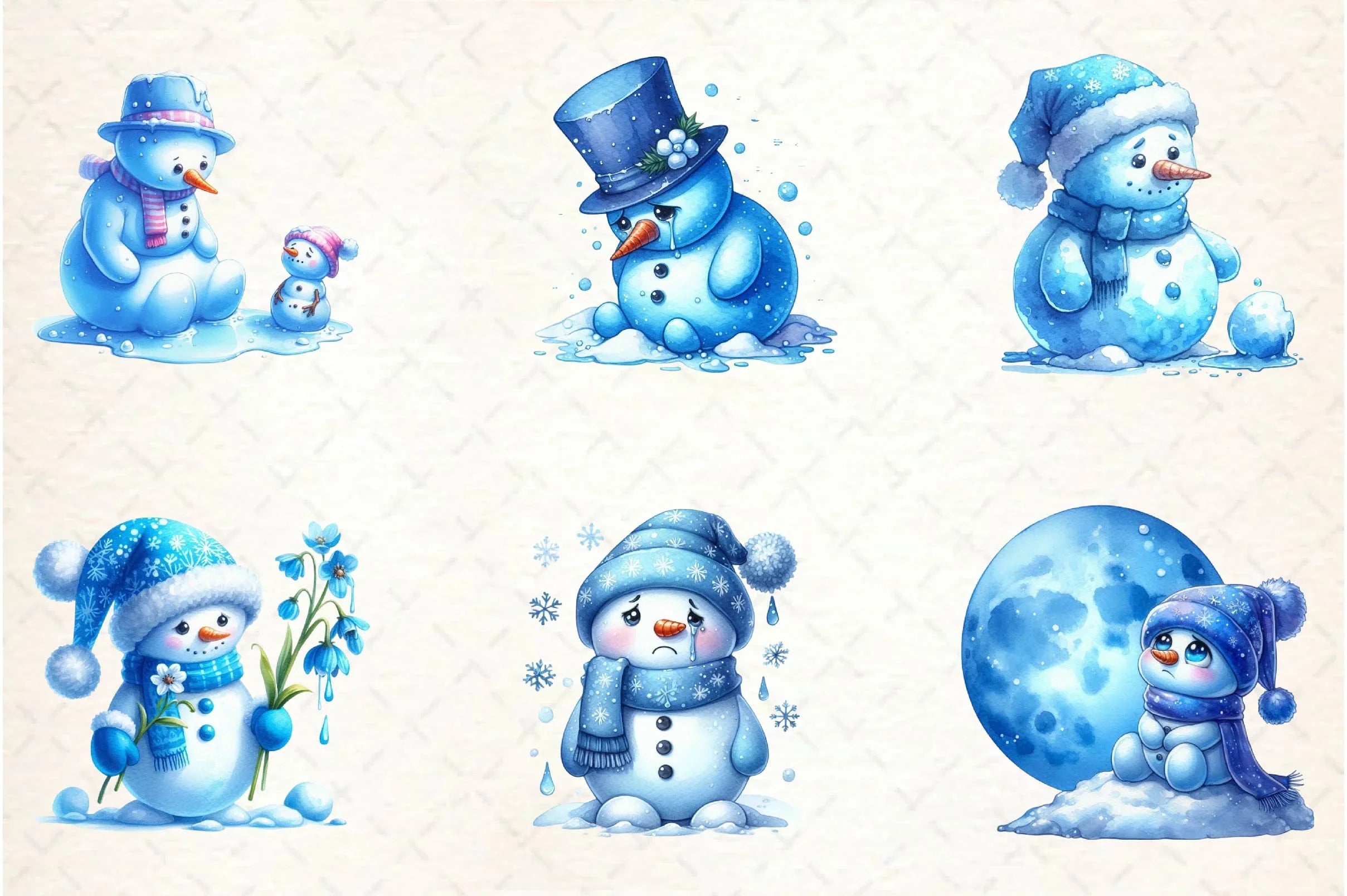 Depression Sad Snowman Clipart Bundle - CraftNest - Digital Crafting and Art