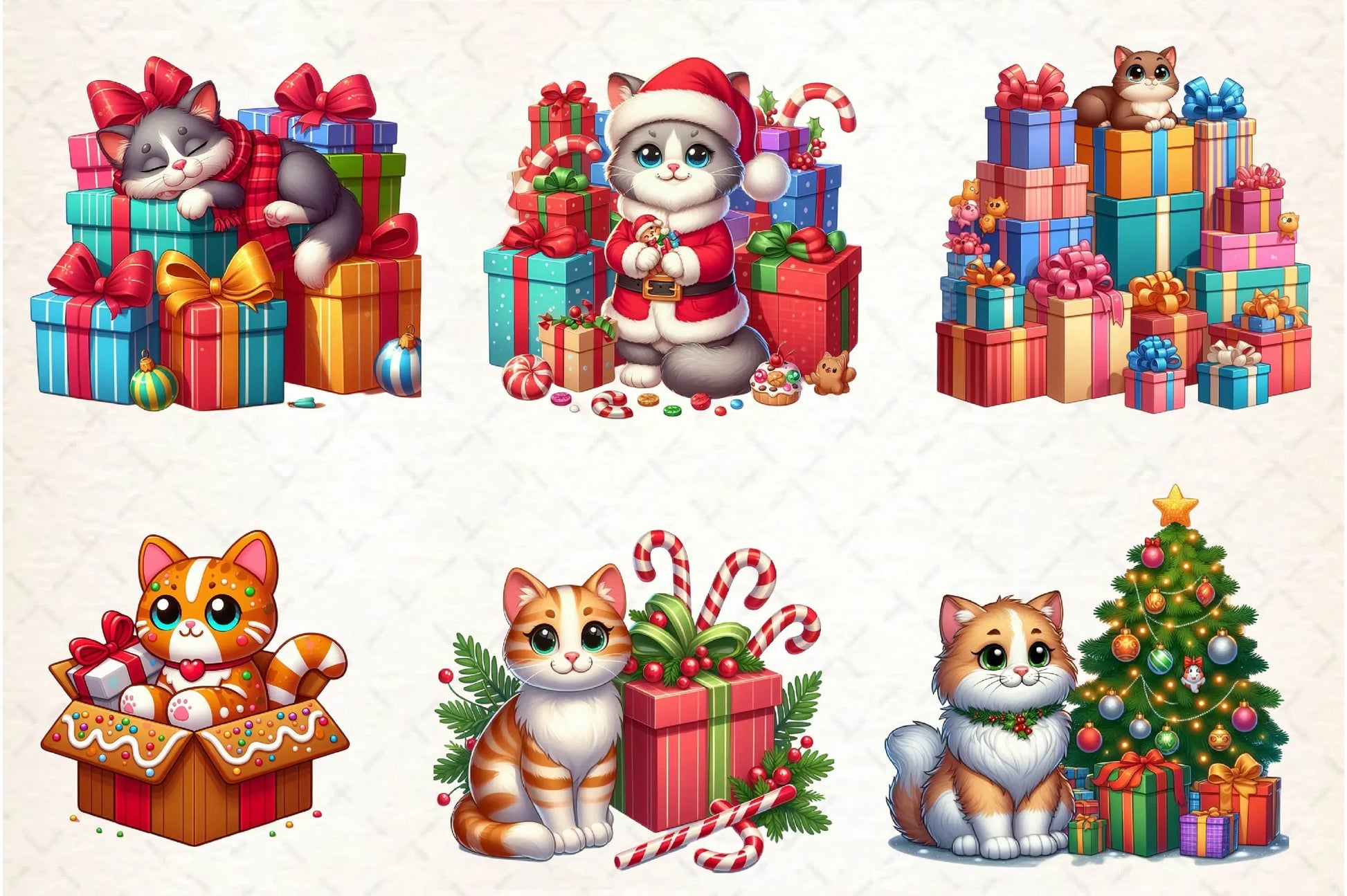 Christmas Cat Gift Box Clipart Bundle - CraftNest - Digital Crafting and Art