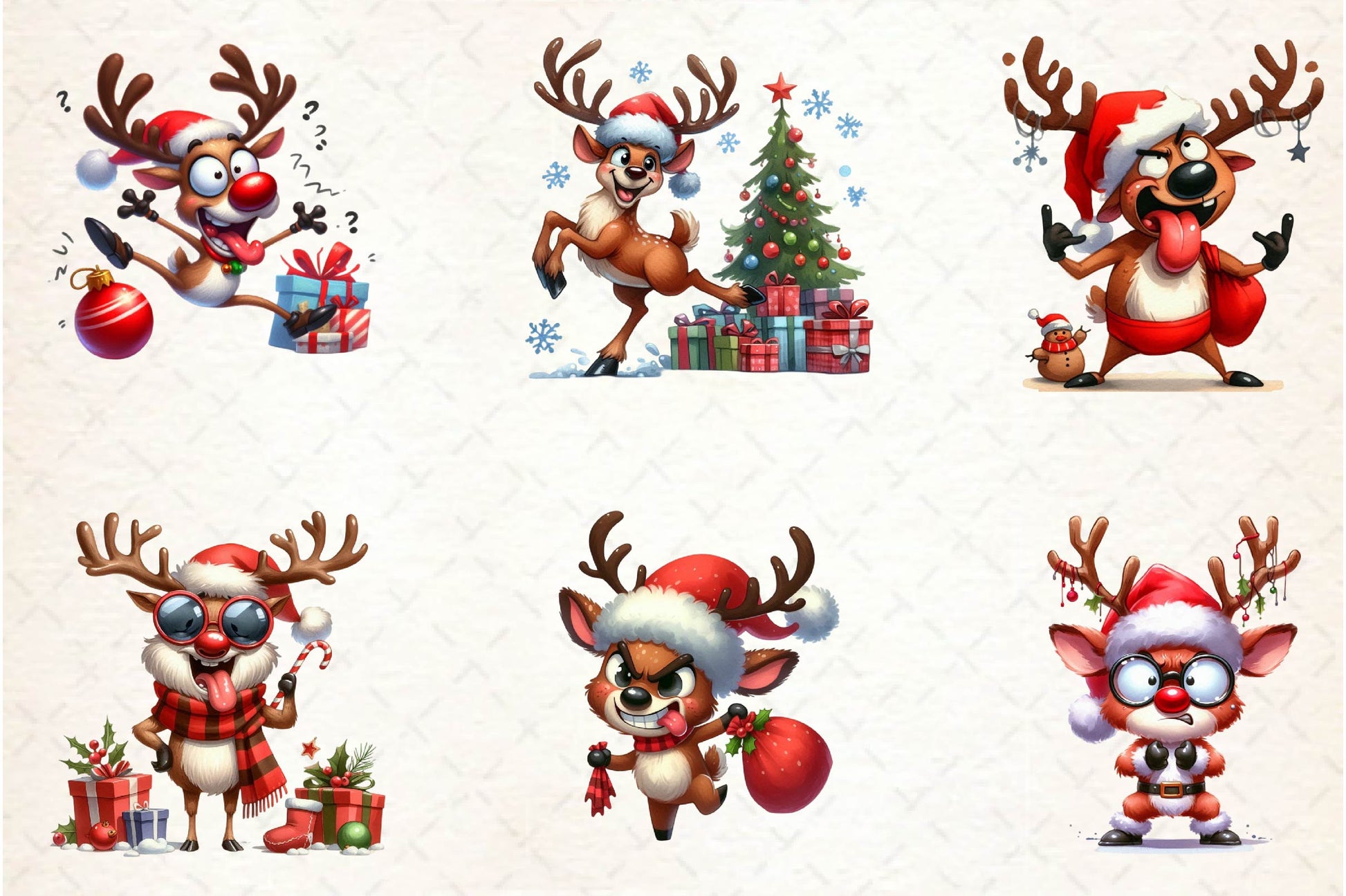 Funny Christmas Deer Clipart Bundle - CraftNest - Digital Crafting and Art