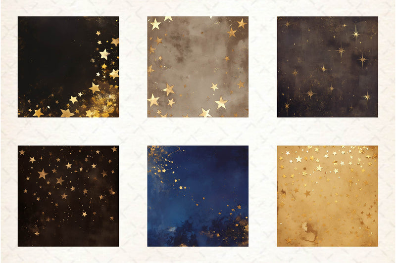 Gold Starry Grunge Digital Paper - CraftNest - Digital Crafting and Art