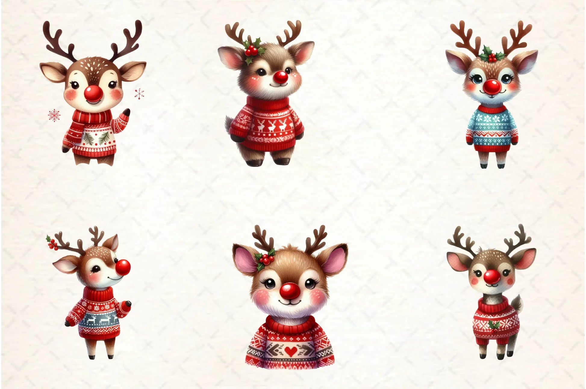 Cute Reindeer Christmas Clipart Bundle - CraftNest - Digital Crafting and Art