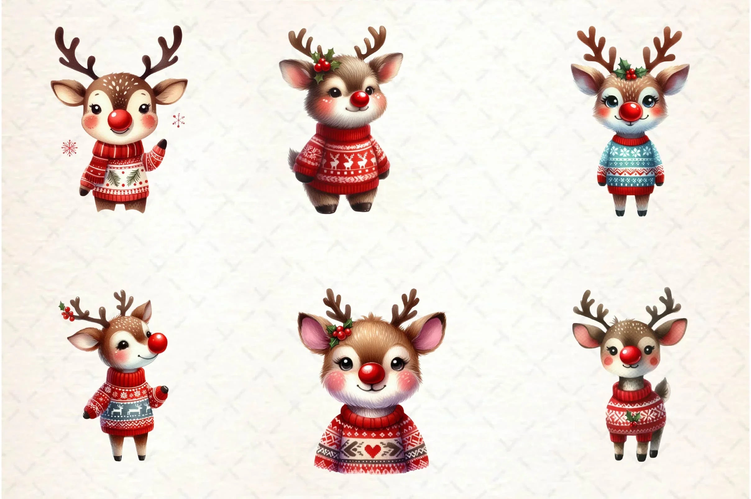 Cute Reindeer Christmas Clipart Bundle - CraftNest - Digital Crafting and Art