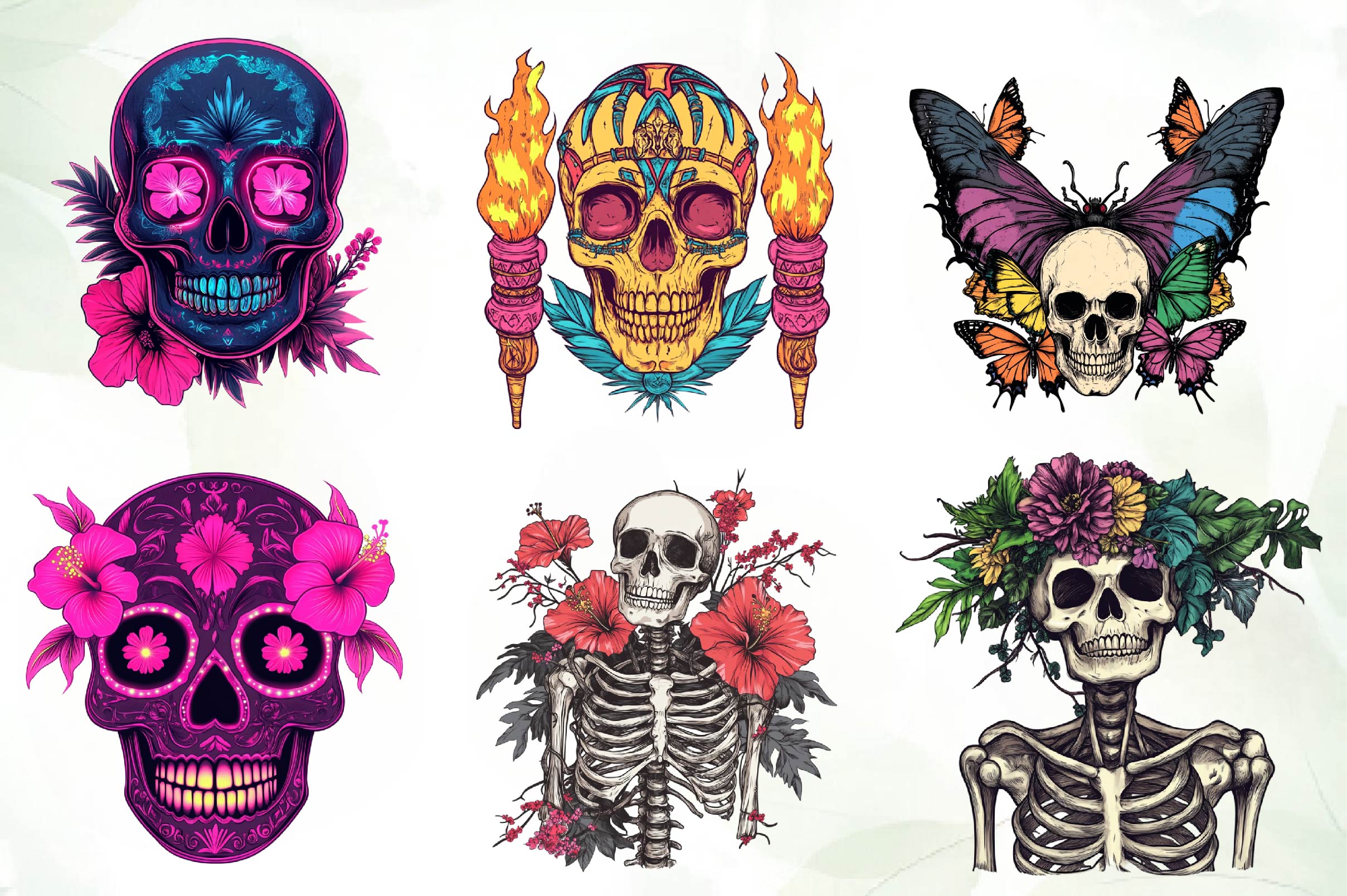 Summer Gothic Skull Clipart Bundle - CraftNest - Digital Crafting and Art