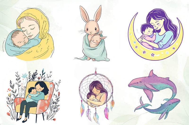 Pastel Mothers & Child Clipart Bundle - CraftNest - Digital Crafting and Art