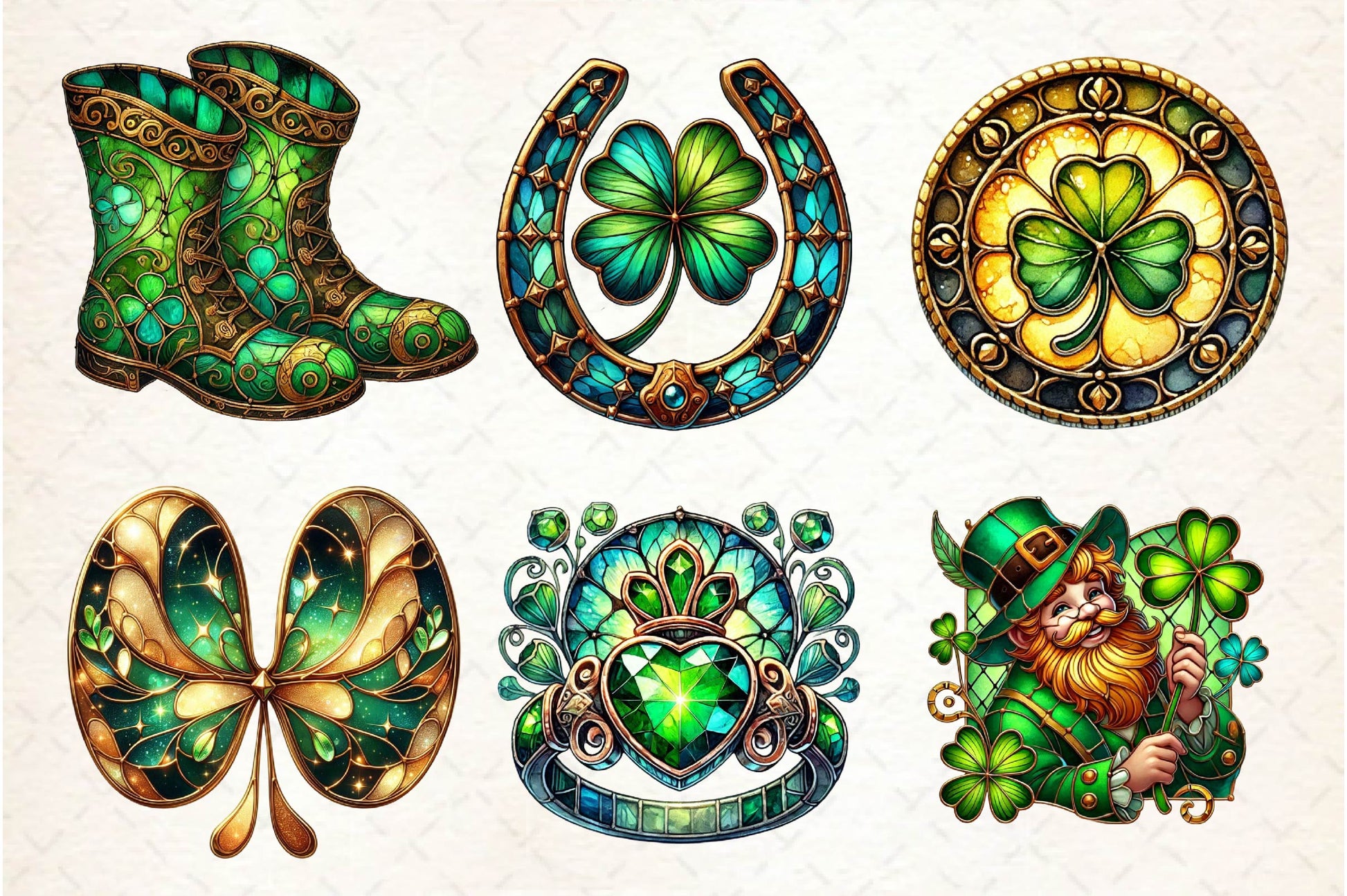 Stained Glass St Patricks Day Clipart Bundle - CraftNest - Digital Crafting and Art