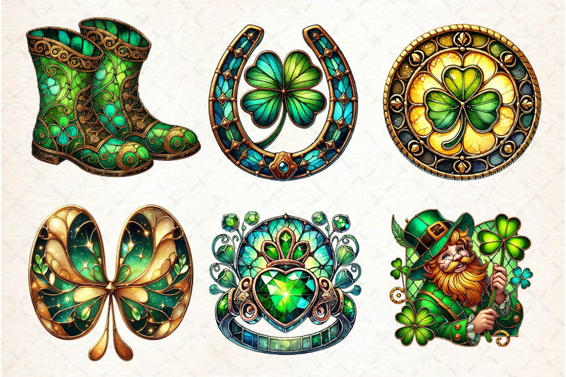 Stained Glass St Patricks Day Clipart Bundle - CraftNest - Digital Crafting and Art
