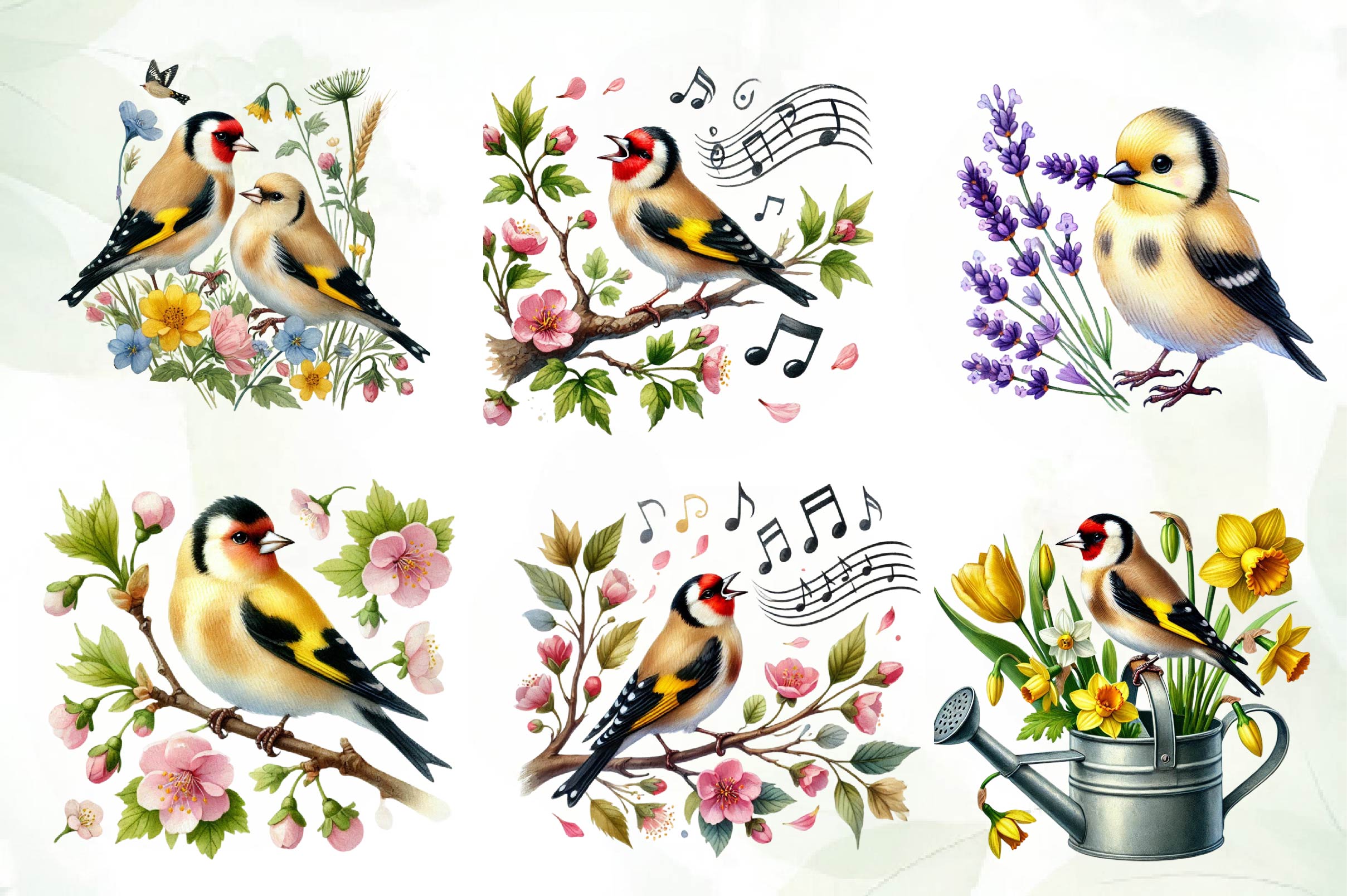 Spring Goldfinch Bird Clipart Bundle - CraftNest - Digital Crafting and Art