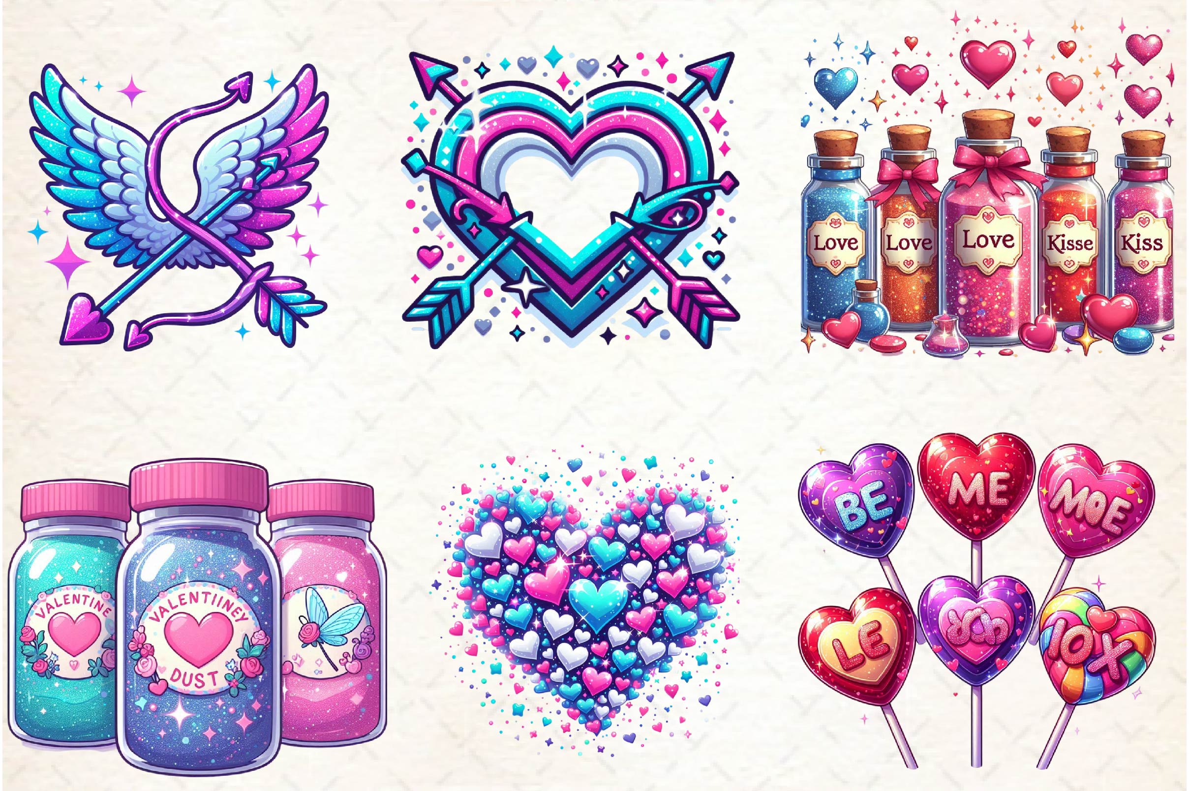 Glittery Valentine Clipart Bundle 1 - CraftNest - Digital Crafting and Art